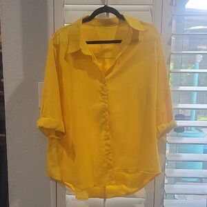 Yellow Women's Button-Up Blouse